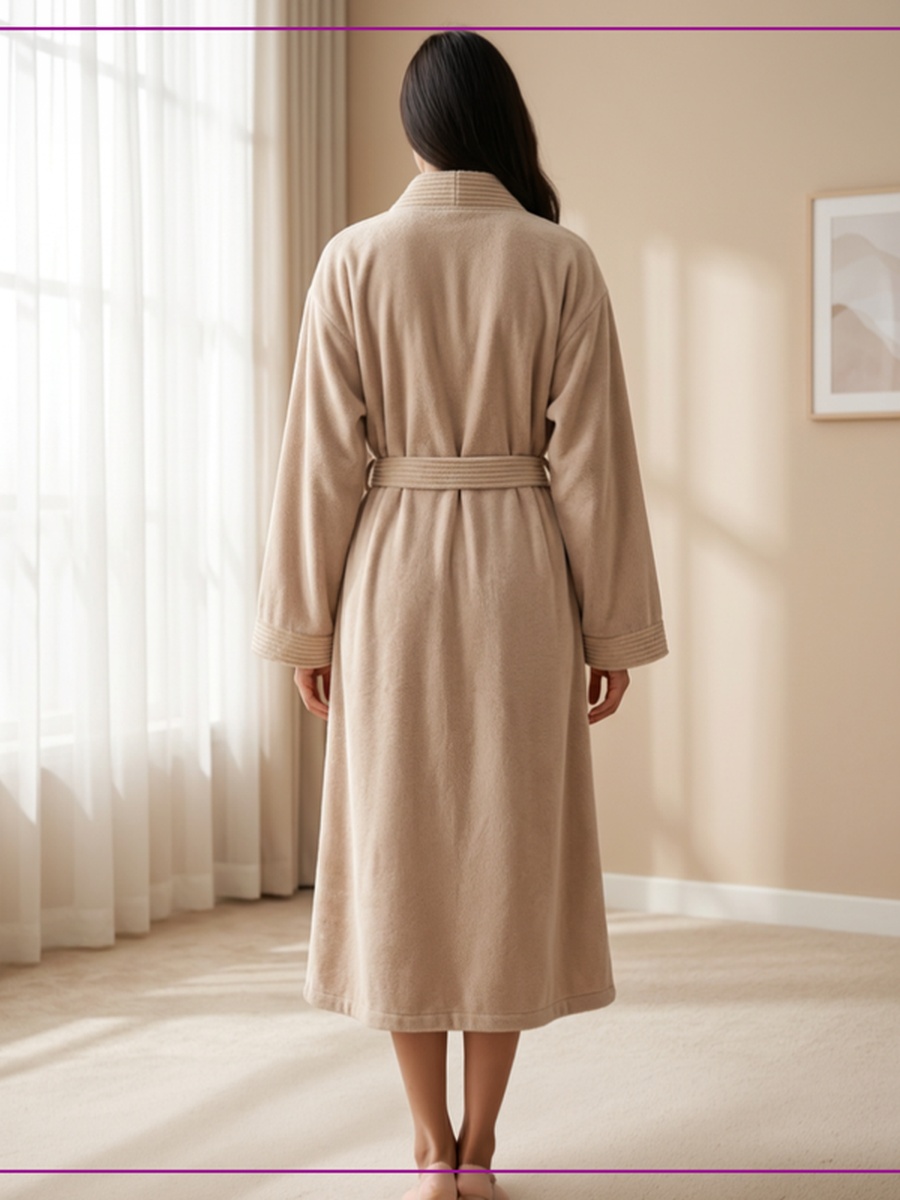 1 Piece -Unisex Bathrobe XL Size , 330 GSM - Beige