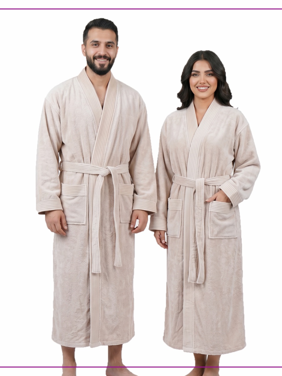 1 Piece -Unisex Bathrobe XL Size , 330 GSM - Cream