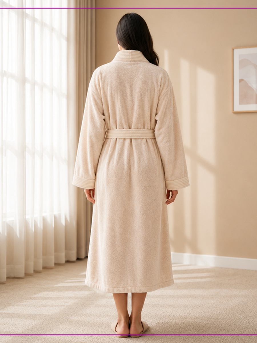1 Piece -Unisex Bathrobe XL Size , 330 GSM - Cream