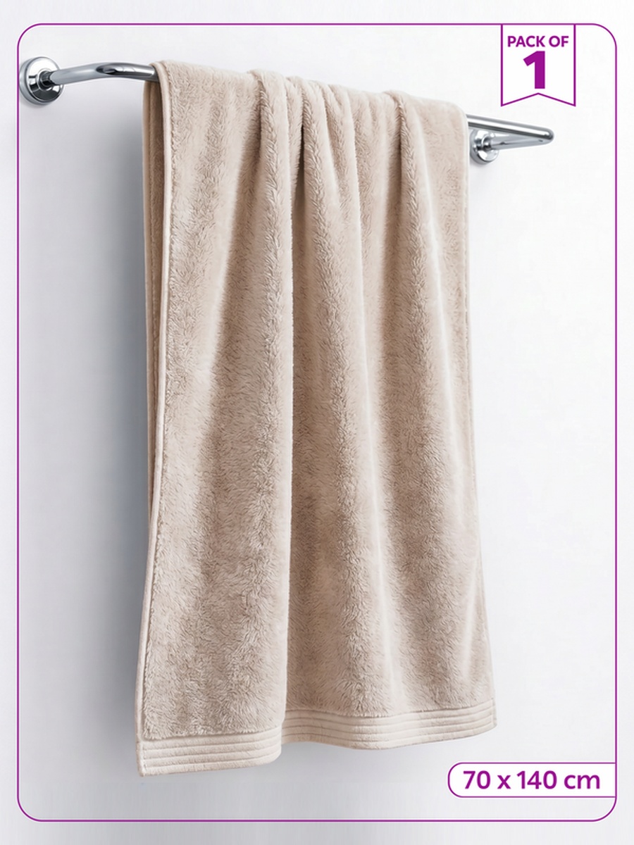 1-Piece Bath Towel 70x140 cm, Microfiber 330 GSM- Cream