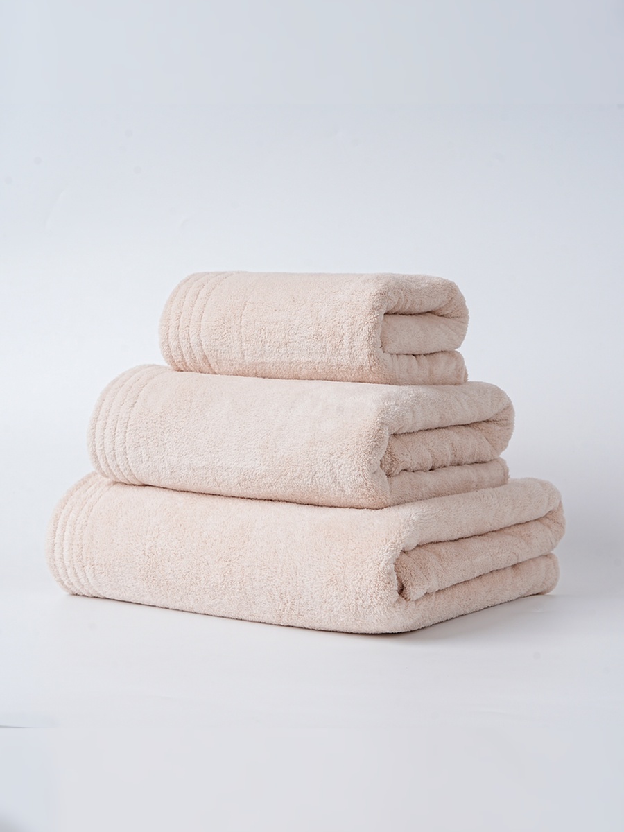 3-Pieces Microfiber Towel Set, 330 GSM - Cream