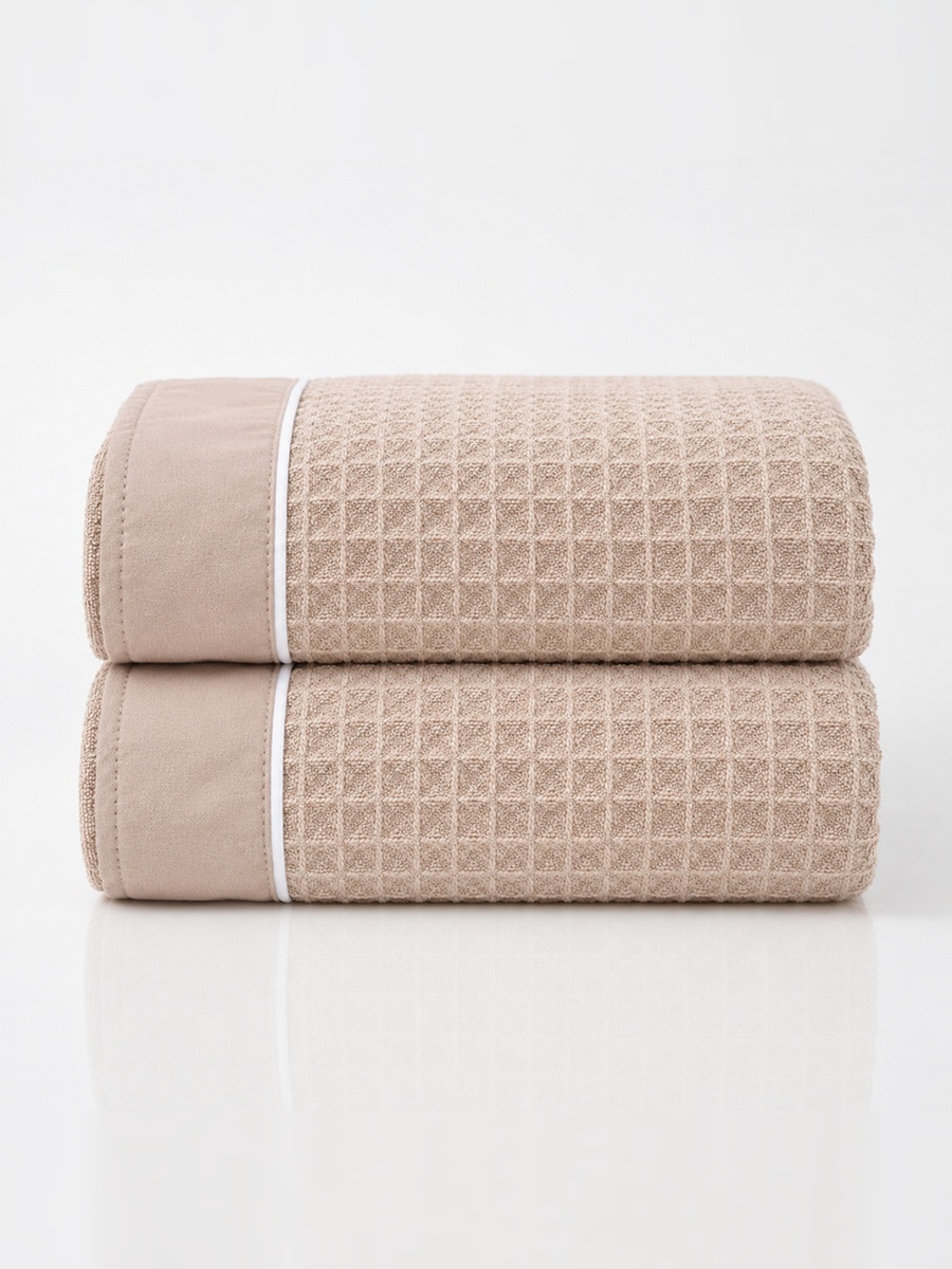 2-Pieces Microfiber Waffle Weave Hand Towel, 310 GSM 50x90 cm - Beige