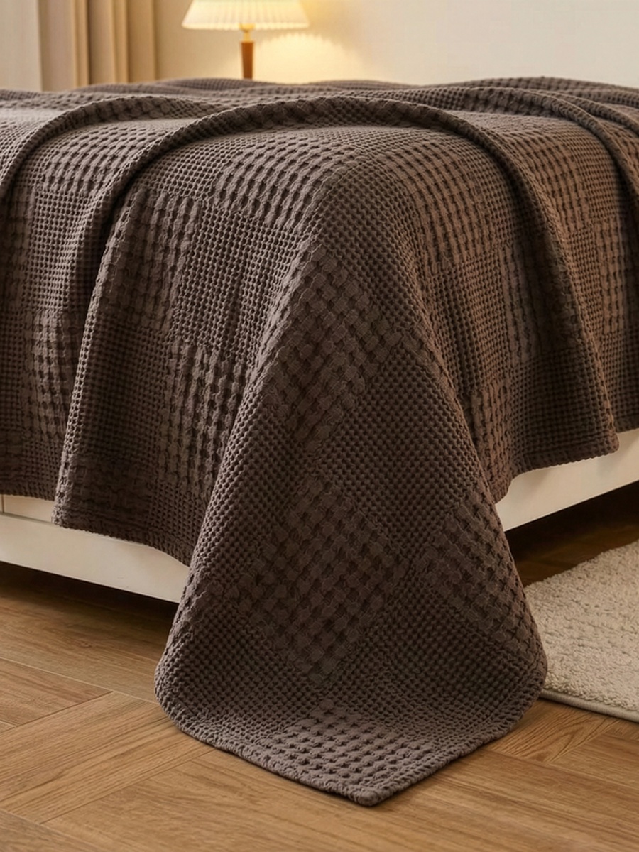 1 Piece -Cotton Waffle Blanket, 140x200cm - Charcoal