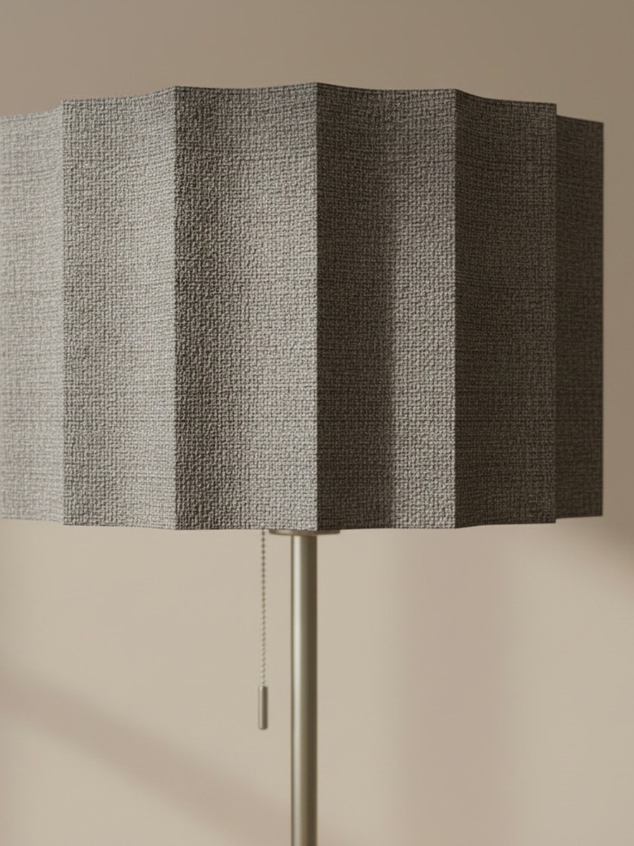 Merick Metal Floor Lamp with Linen Shade - 35x155 cm