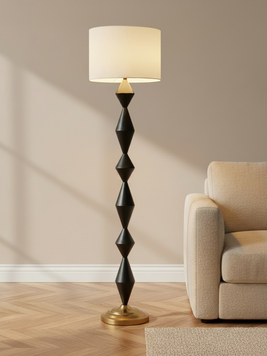 Merick Metal Floor Lamp with Linen Shade - 35x156 cm
