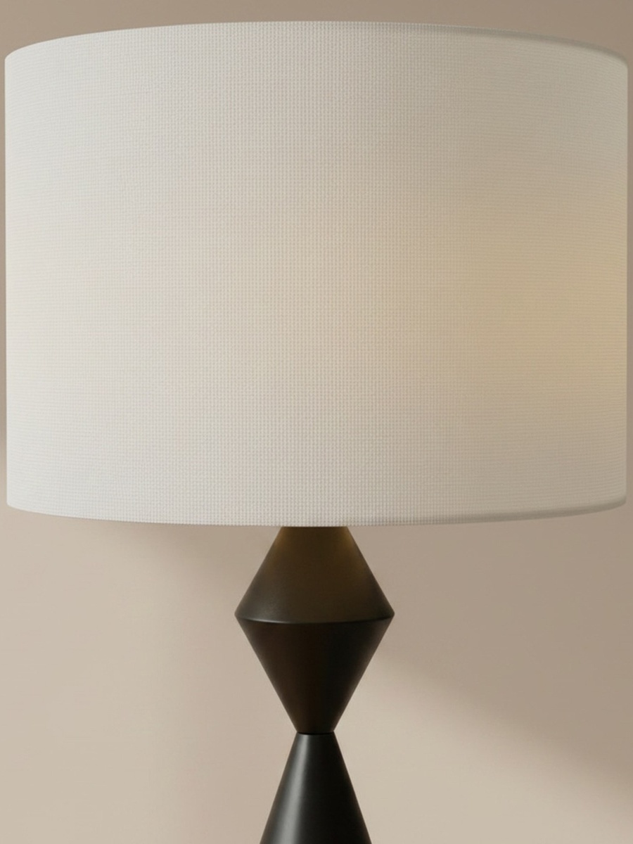 Merick Metal Floor Lamp with Linen Shade - 35x156 cm