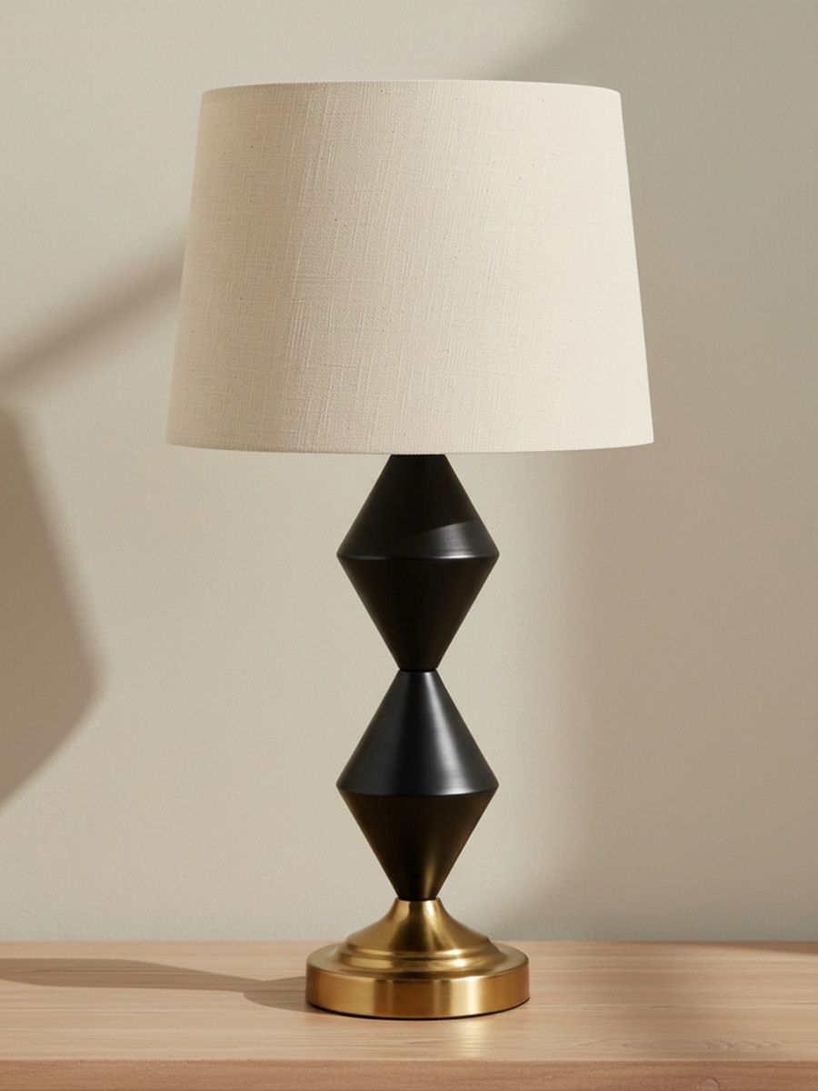 Merick Metal Table Lamp with Linen Shade - 33x60 cm