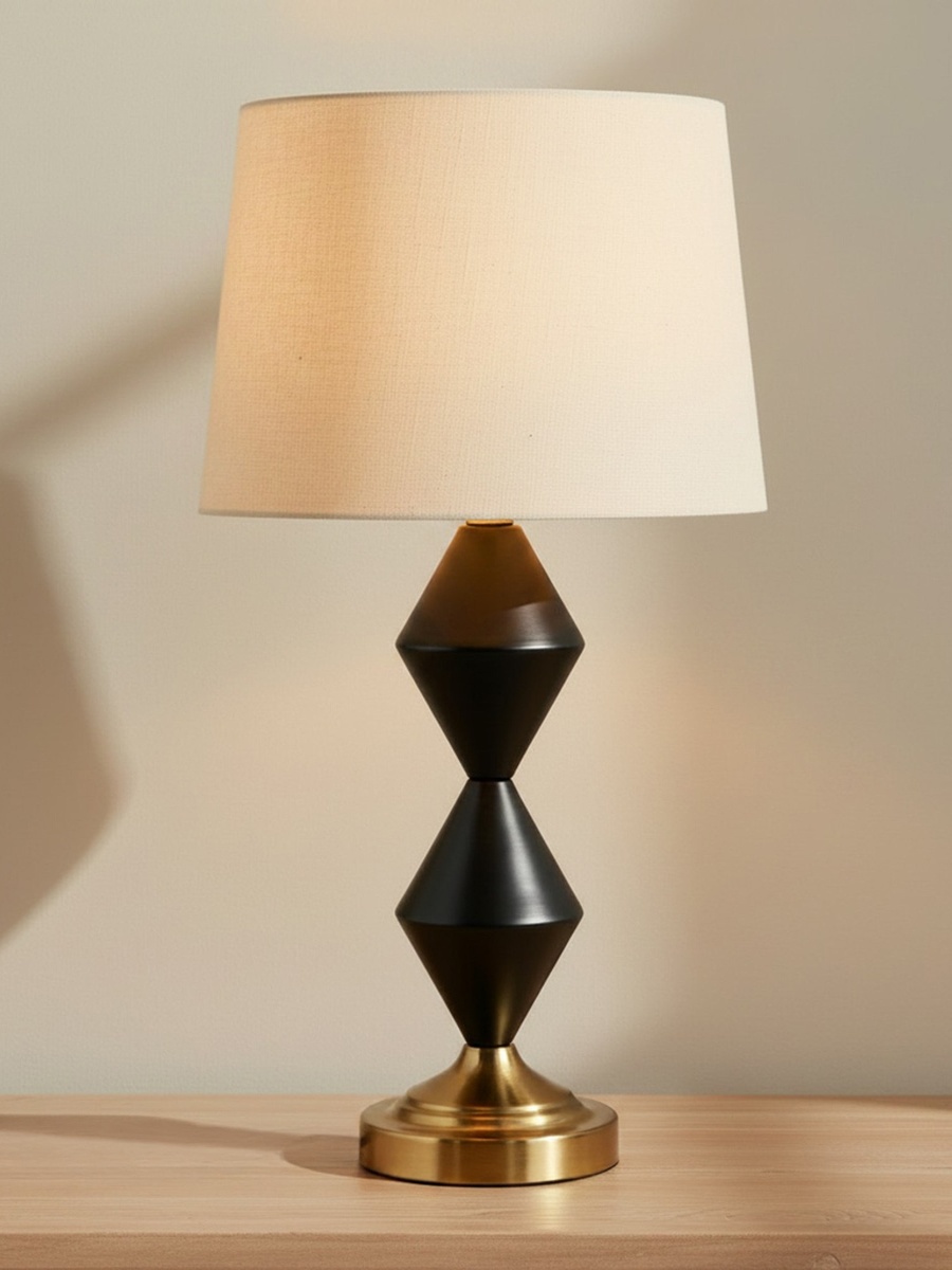 Merick Metal Table Lamp with Linen Shade - 33x60 cm