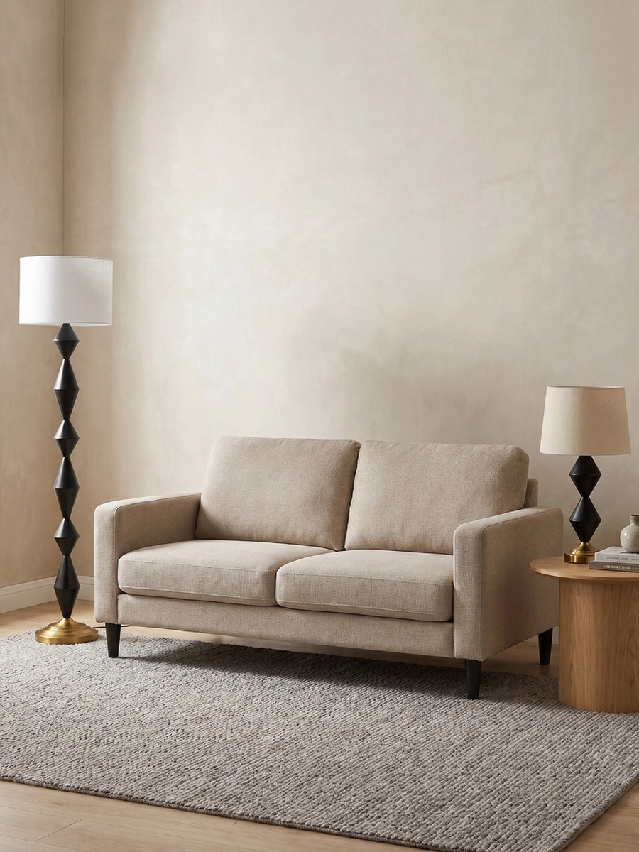 Merick Metal Table Lamp with Linen Shade - 33x60 cm