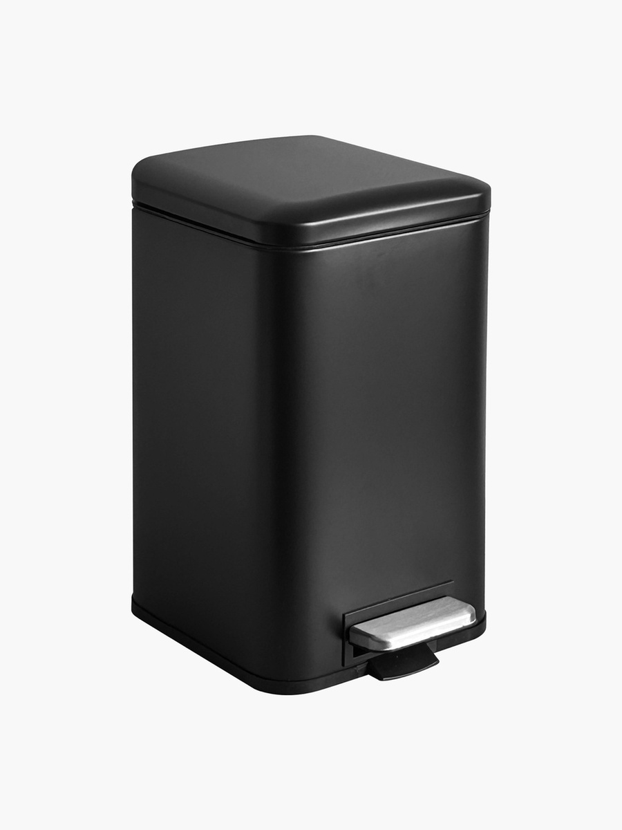 Ebony Stainless Steel Square Pedal Bin - 12 L