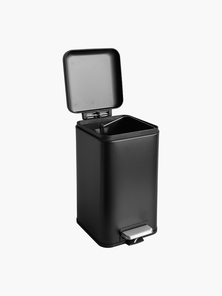 Ebony Stainless Steel Square Pedal Bin - 12 L