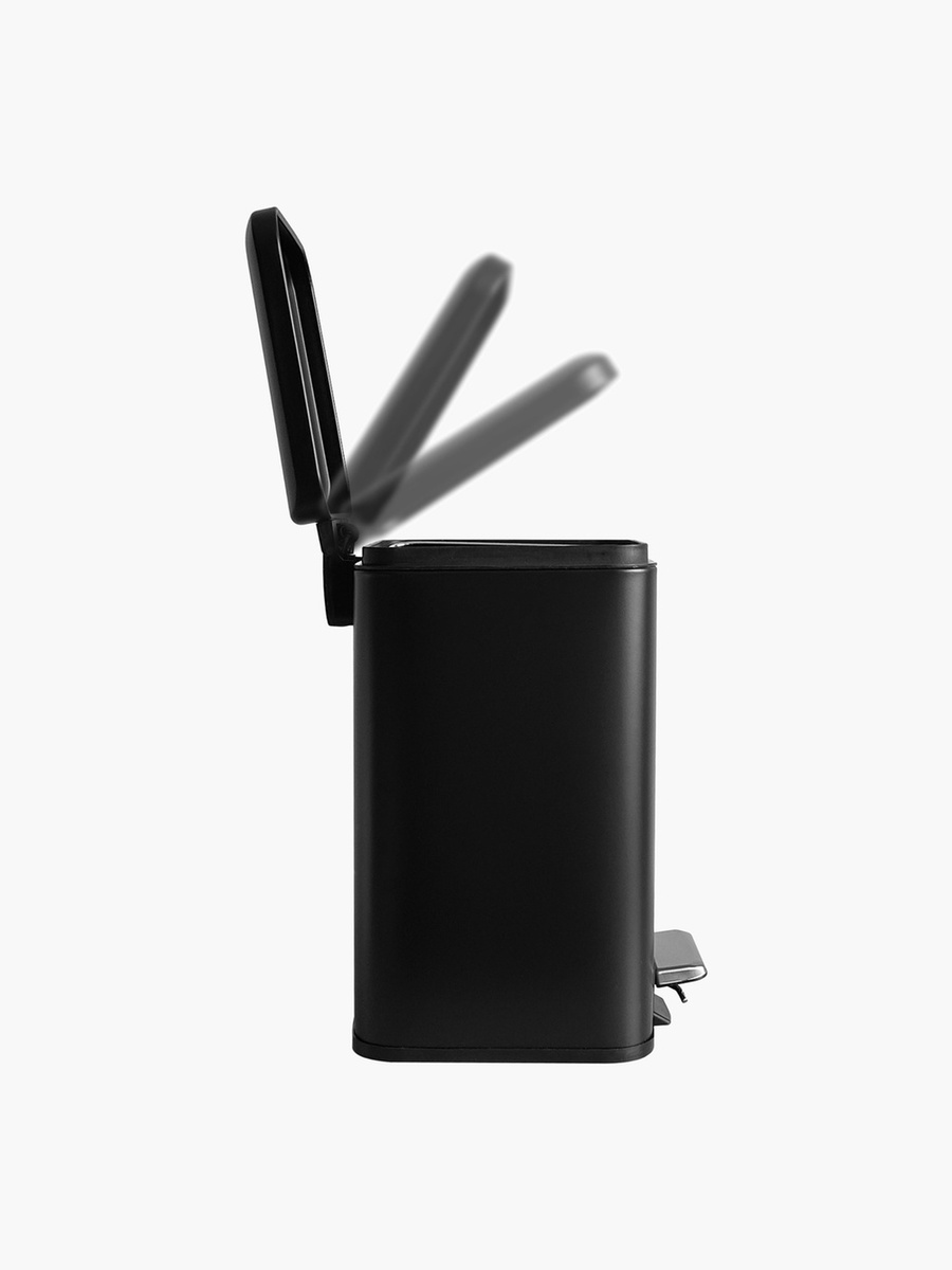 Ebony Stainless Steel Square Pedal Bin - 12 L