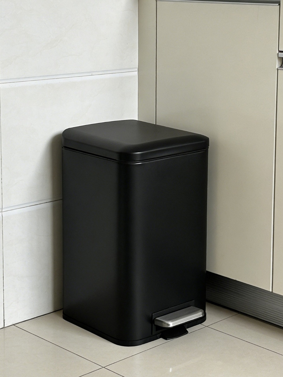 Ebony Stainless Steel Square Pedal Bin - 20 L