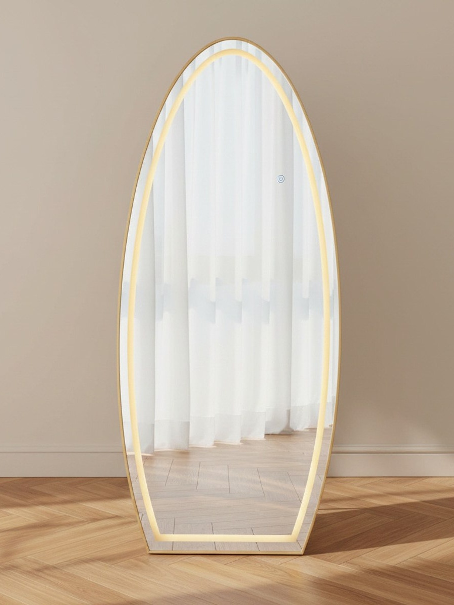 Reda Gilt LED Touch Switch 3 Light Colors Mirror with Stand - 70x160 cm