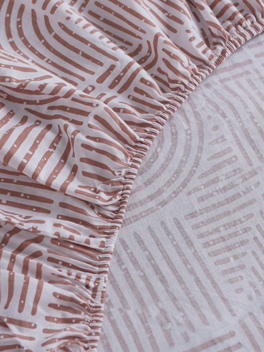 Albania Design Poly Cotton Queen Fitted Sheet - 160x200+25 cm