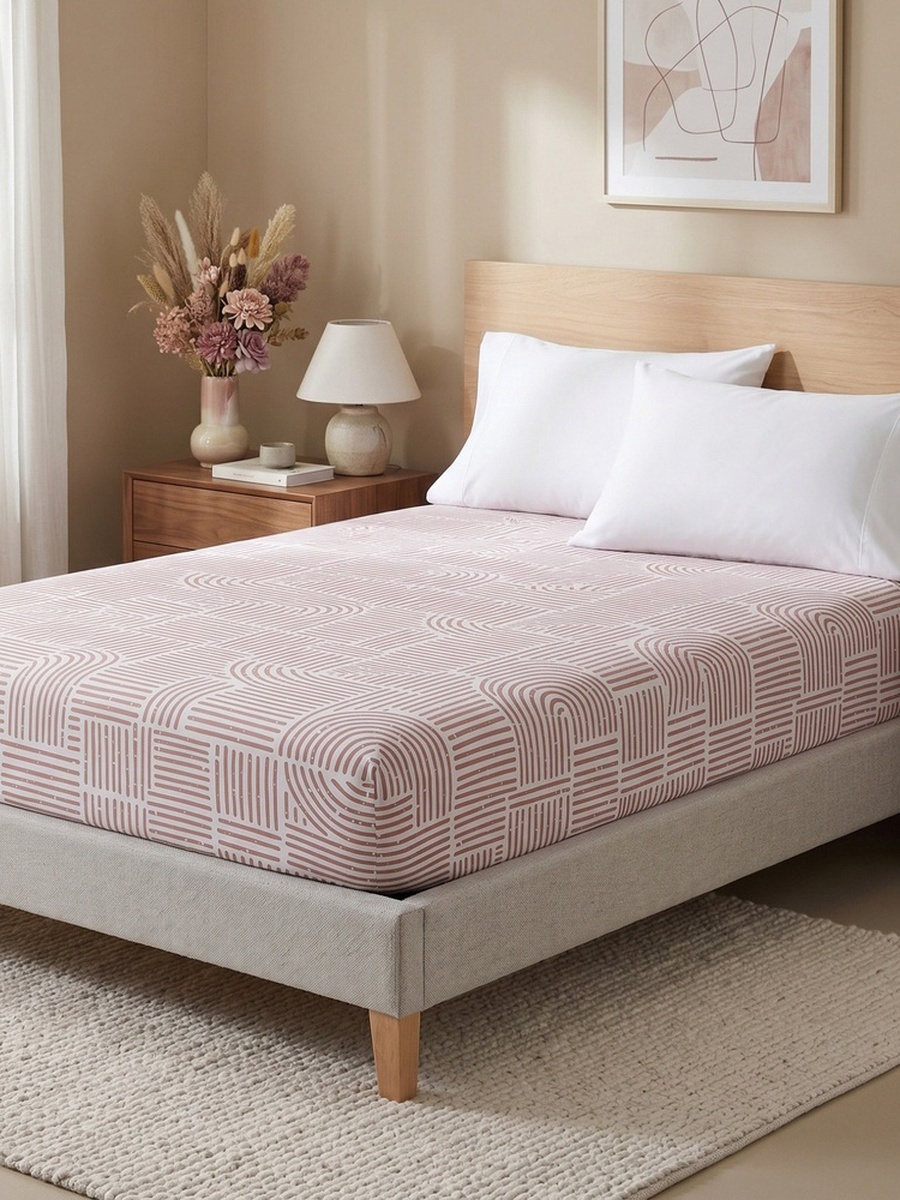 Albania Design Poly Cotton Queen Fitted Sheet - 160x200+25 cm