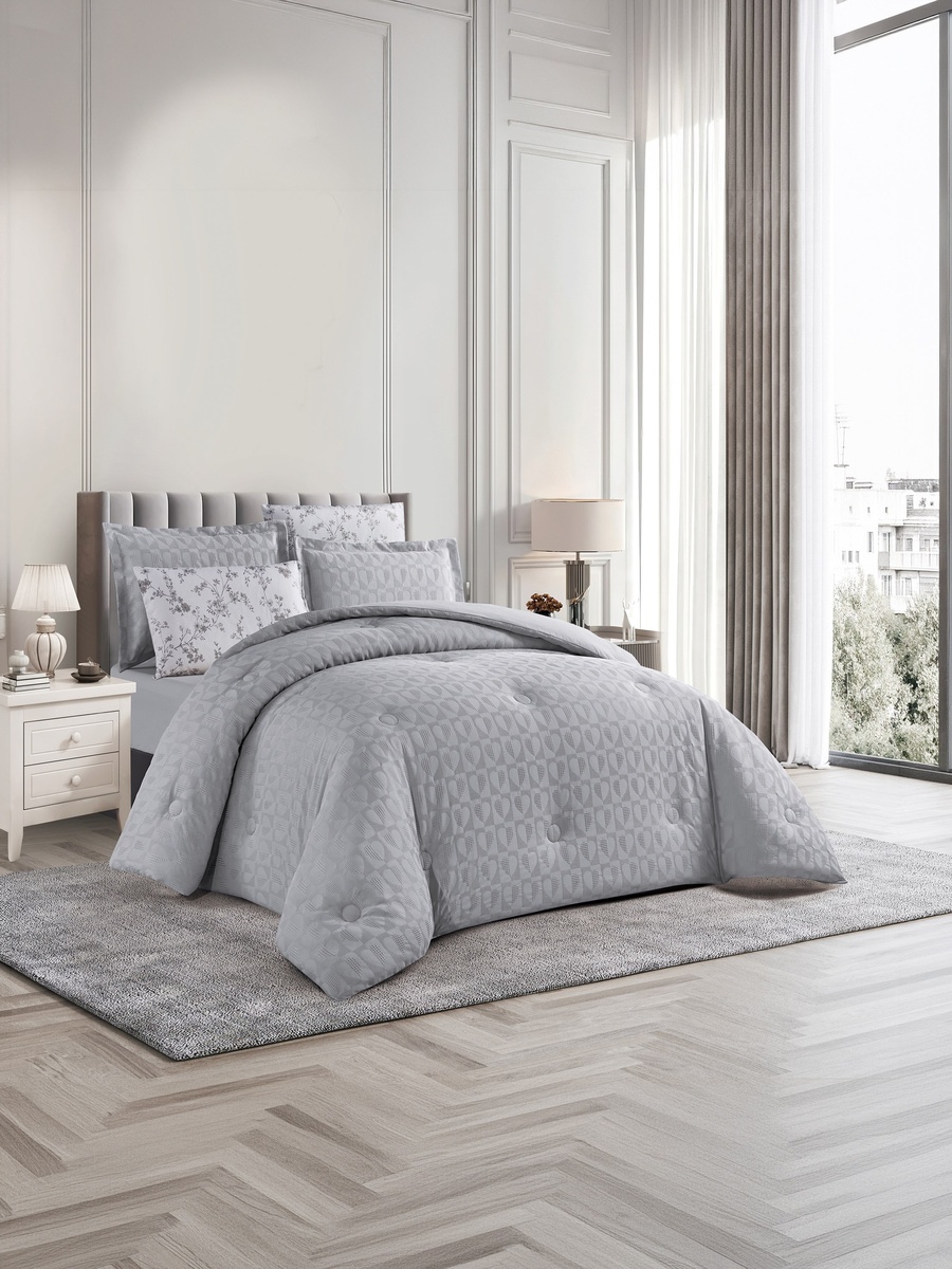 All Season Textured Waffle 6-Pieces Super King Comforter Set -260x240 cm
