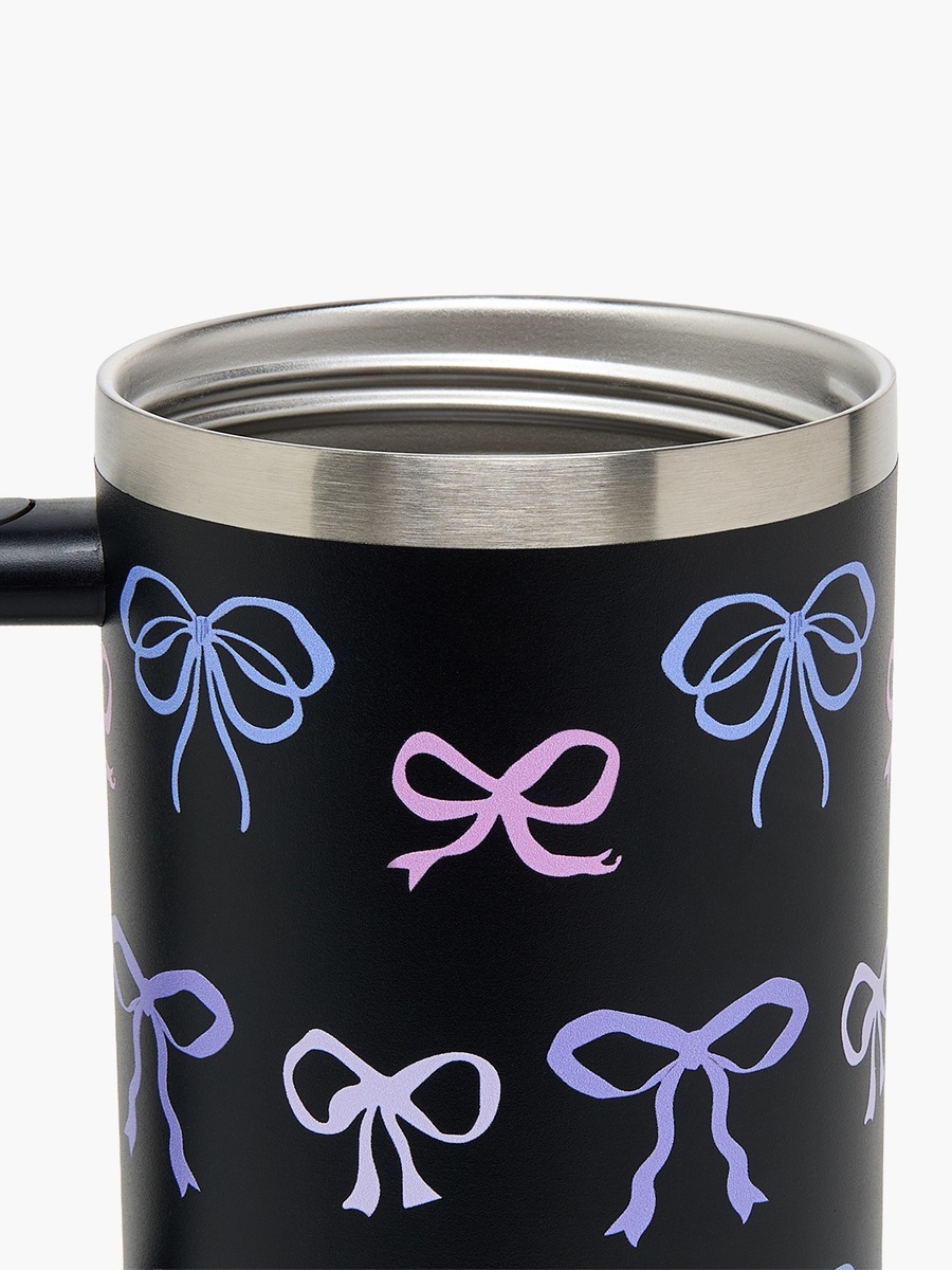 Bow Print Double Wall Stainless Steel Tumbler with Straw