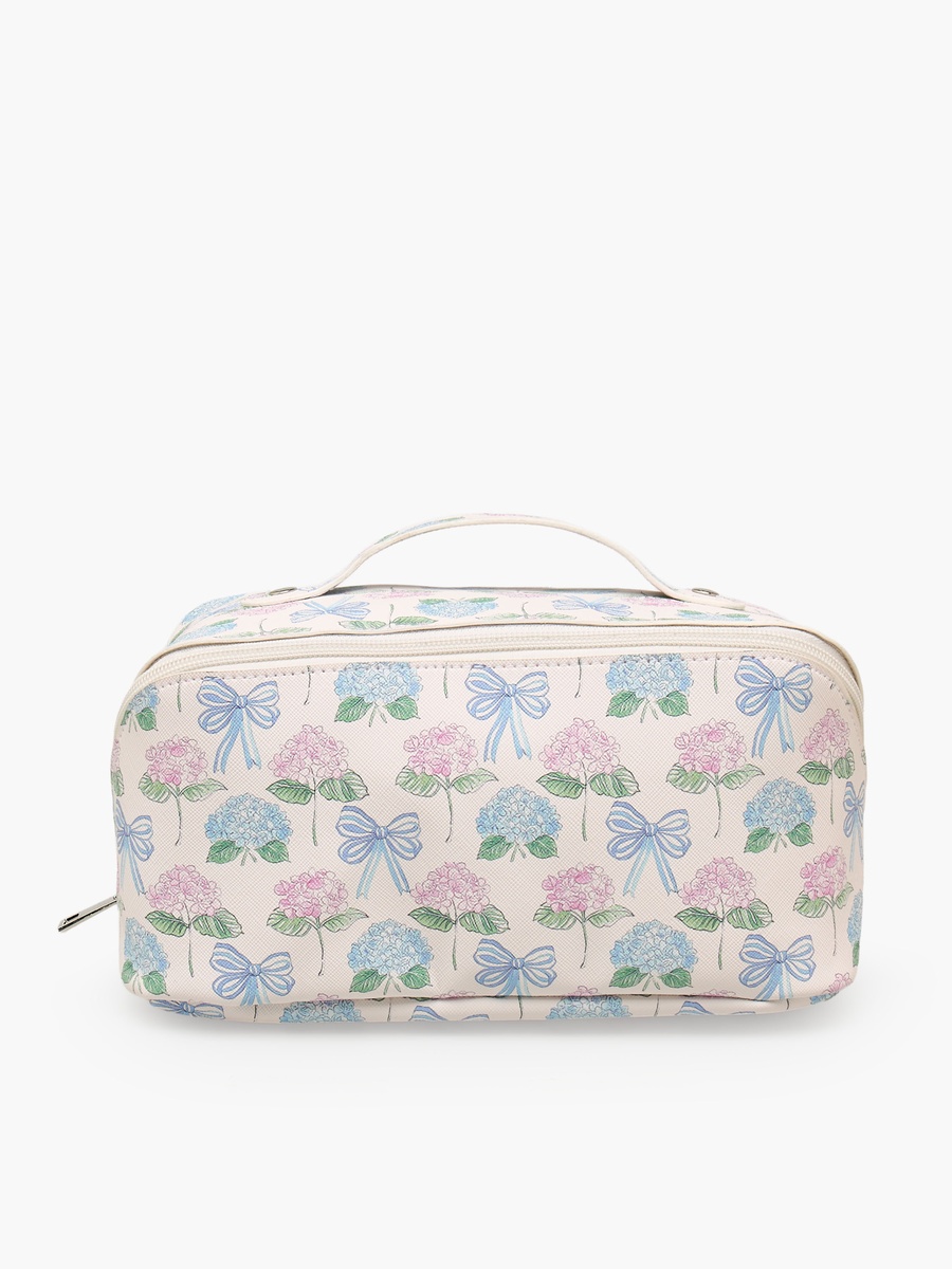Floral Print Cosmetic Bag with Handle