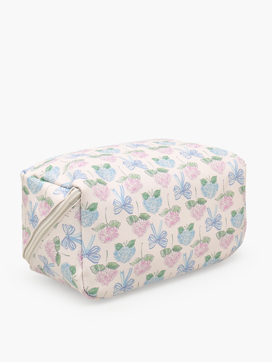 Floral Print Cosmetic Bag with Handle