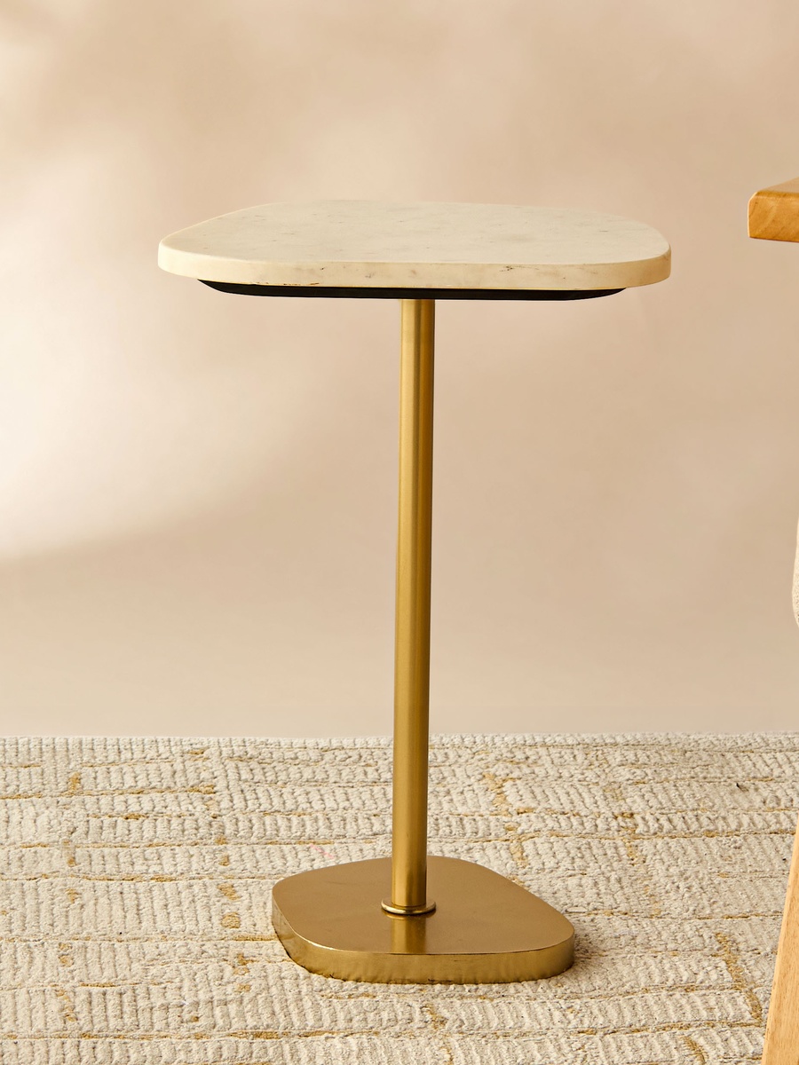 Marble Top Side Table - 35x52x28 cm