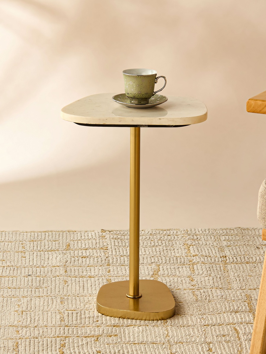 Marble Top Side Table - 35x52x28 cm