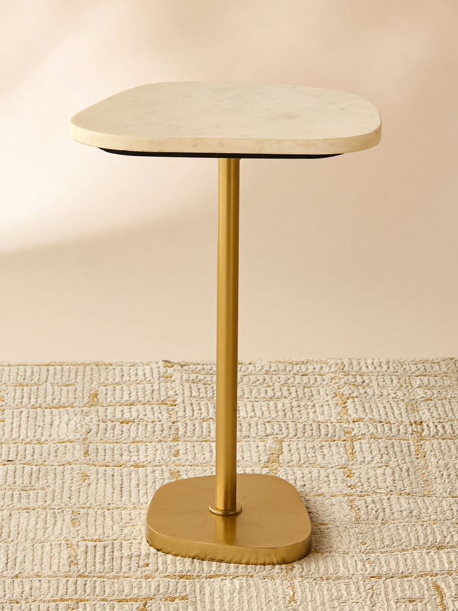 Marble Top Side Table - 35x52x28 cm