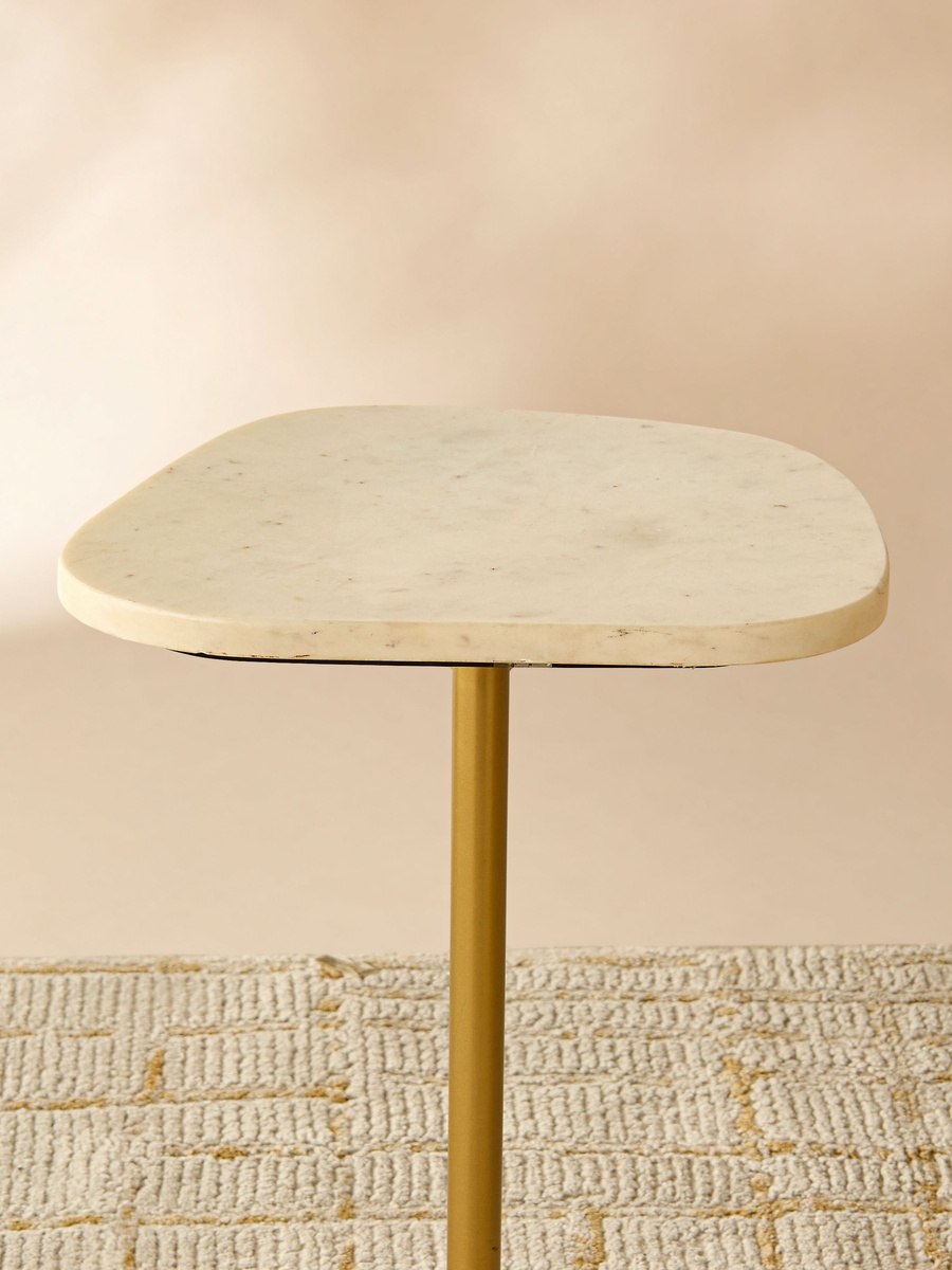 Marble Top Side Table - 35x52x28 cm