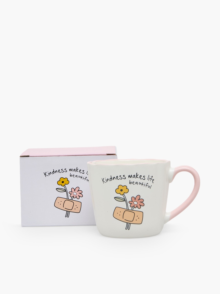 Slogan Print Bone China Mug - 370 ml
