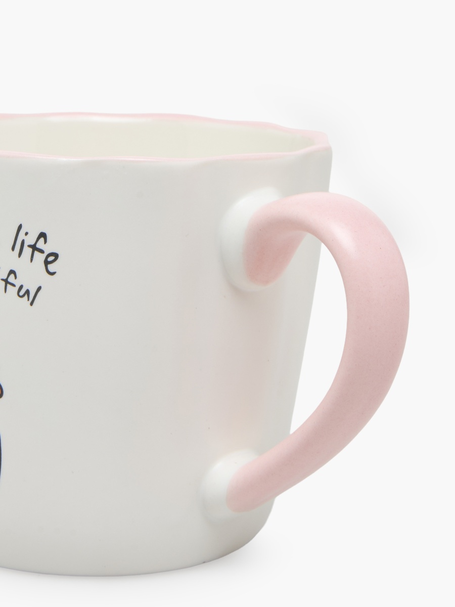 Slogan Print Bone China Mug - 370 ml