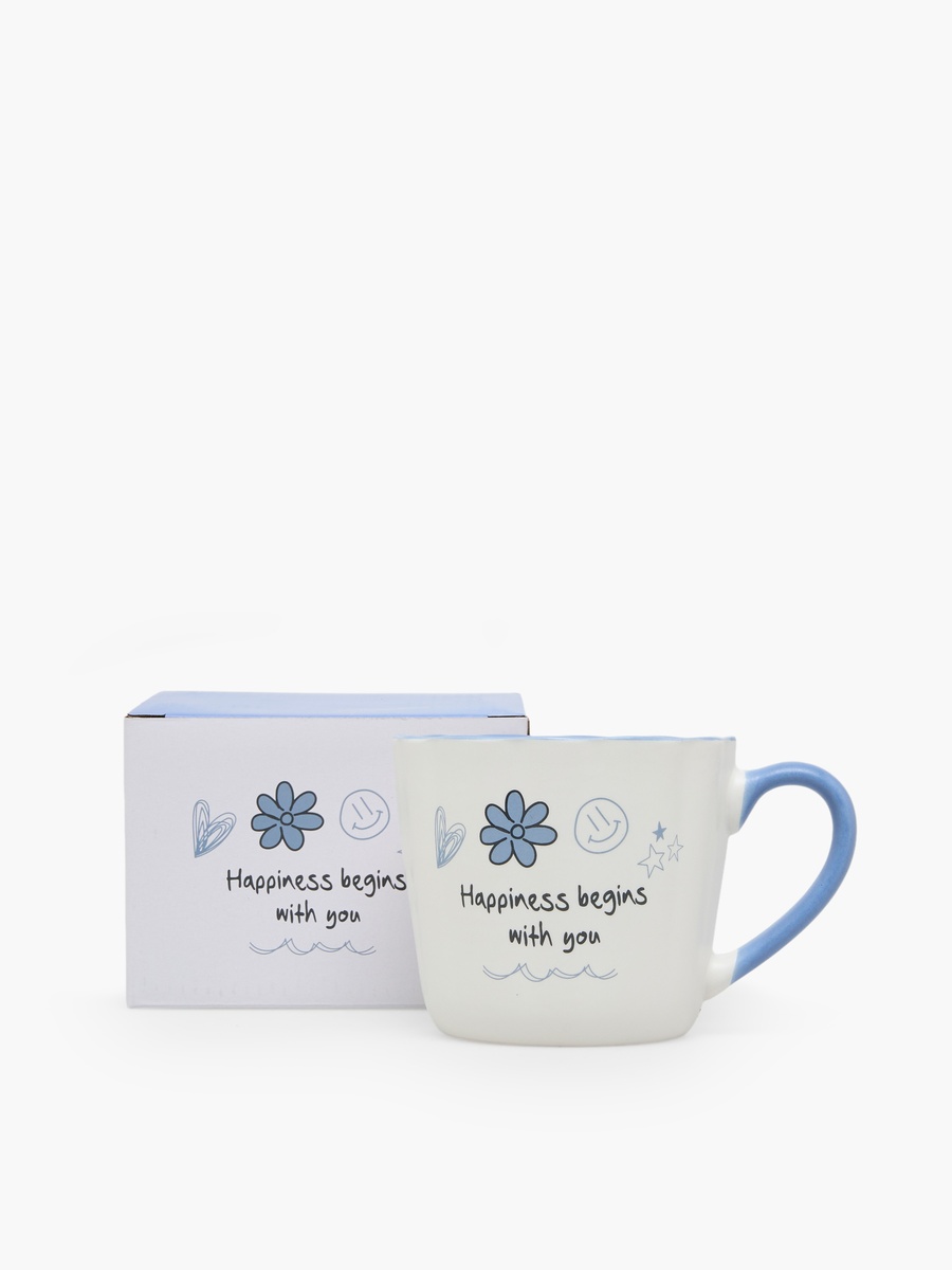 Slogan Print Bone China Mug - 370 ml