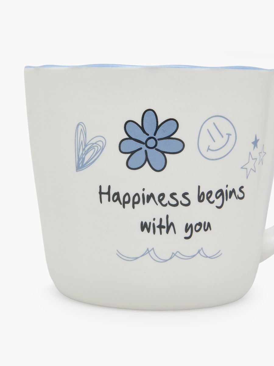 Slogan Print Bone China Mug - 370 ml
