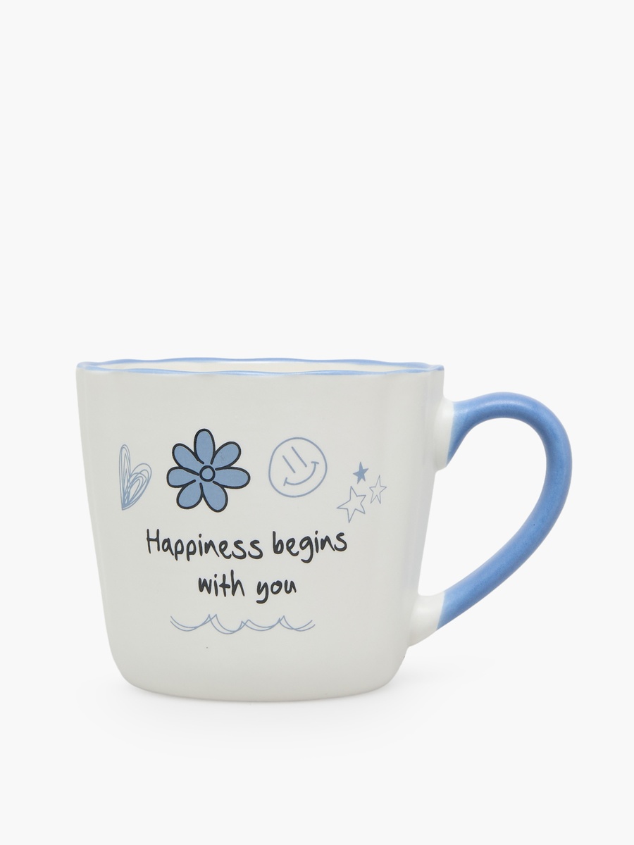 Slogan Print Bone China Mug - 370 ml
