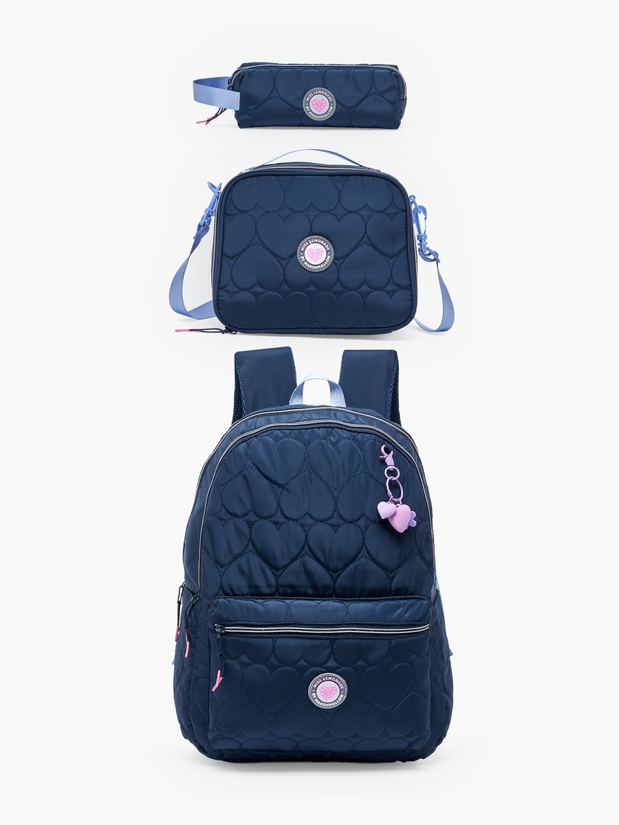 Girls Heart Quilted Lunch Bag with Insulation