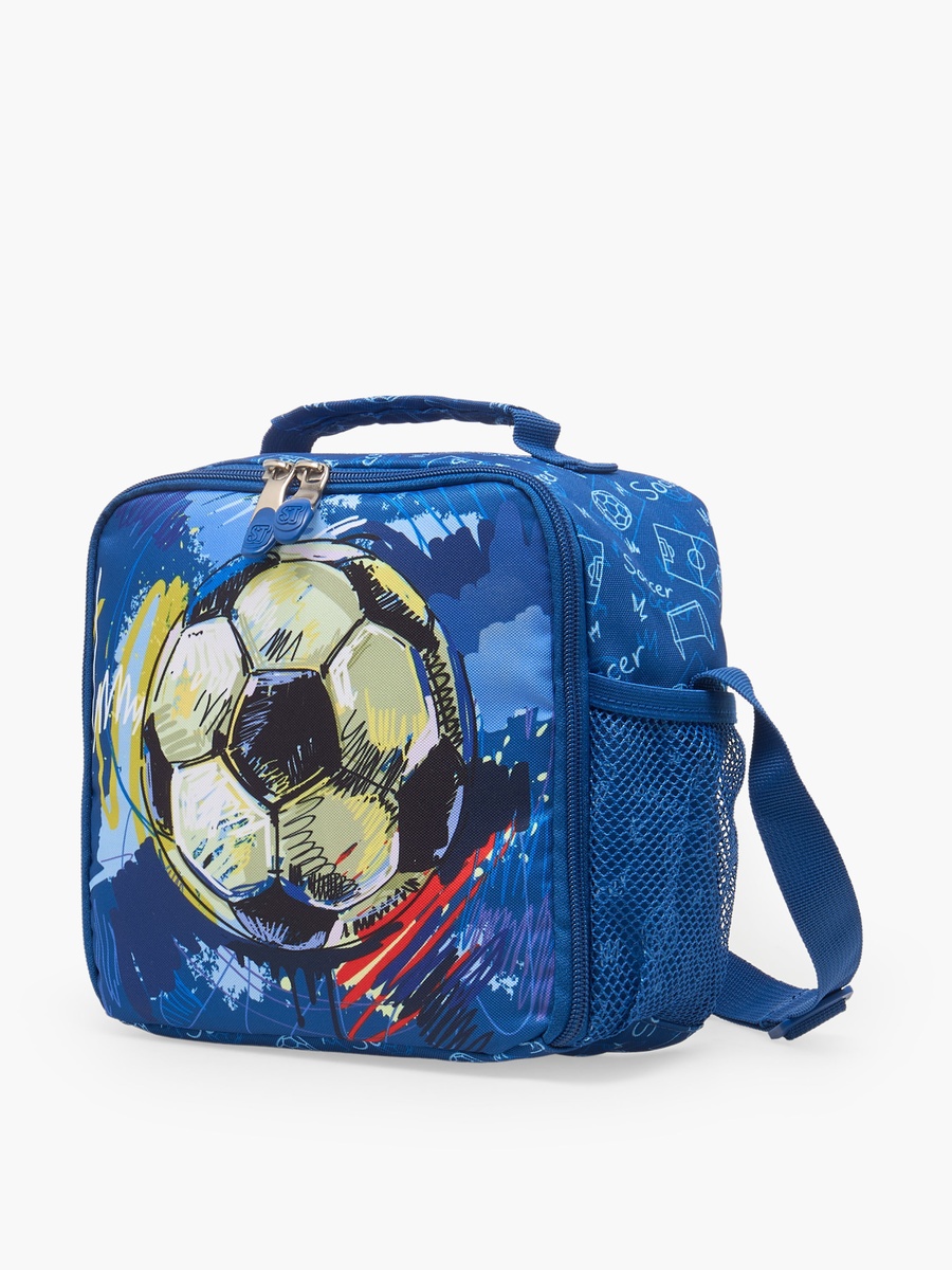 Football Print Lunch Bag with Adjustable Strap