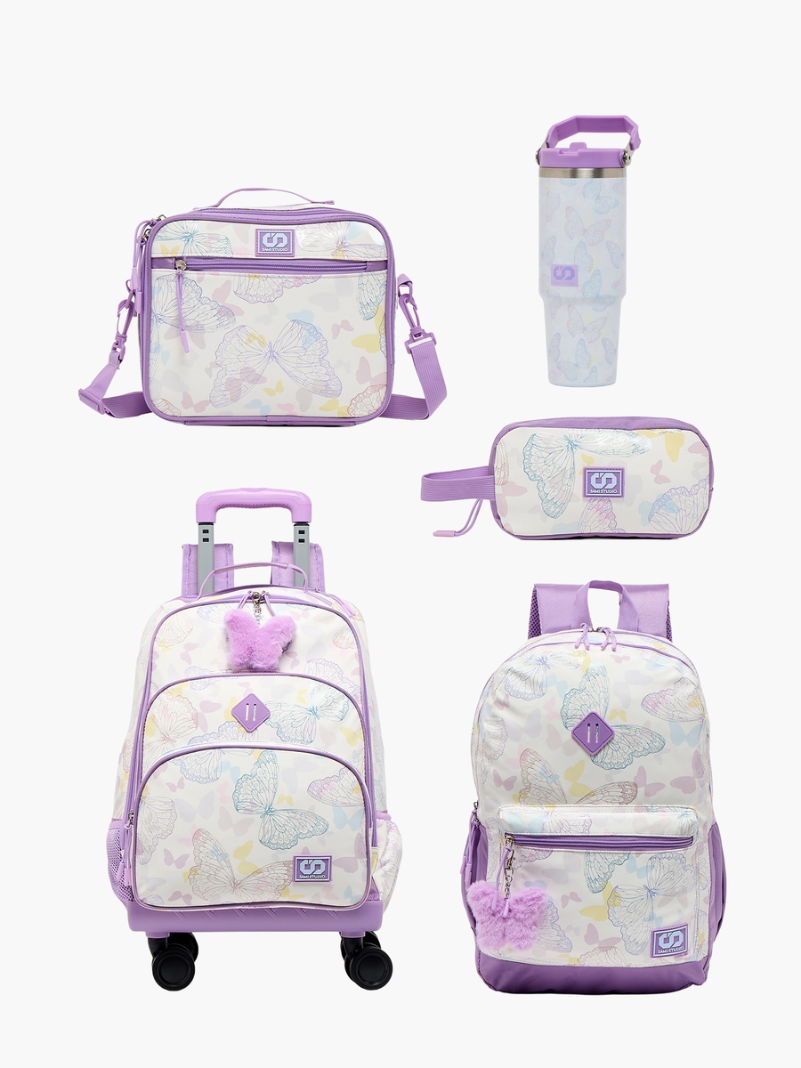 Butterfly Print Lunch Bag with Adjustable Strap