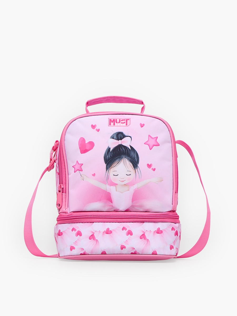 Girls Ballerina Print Lunch Bag with Adjustable Strap