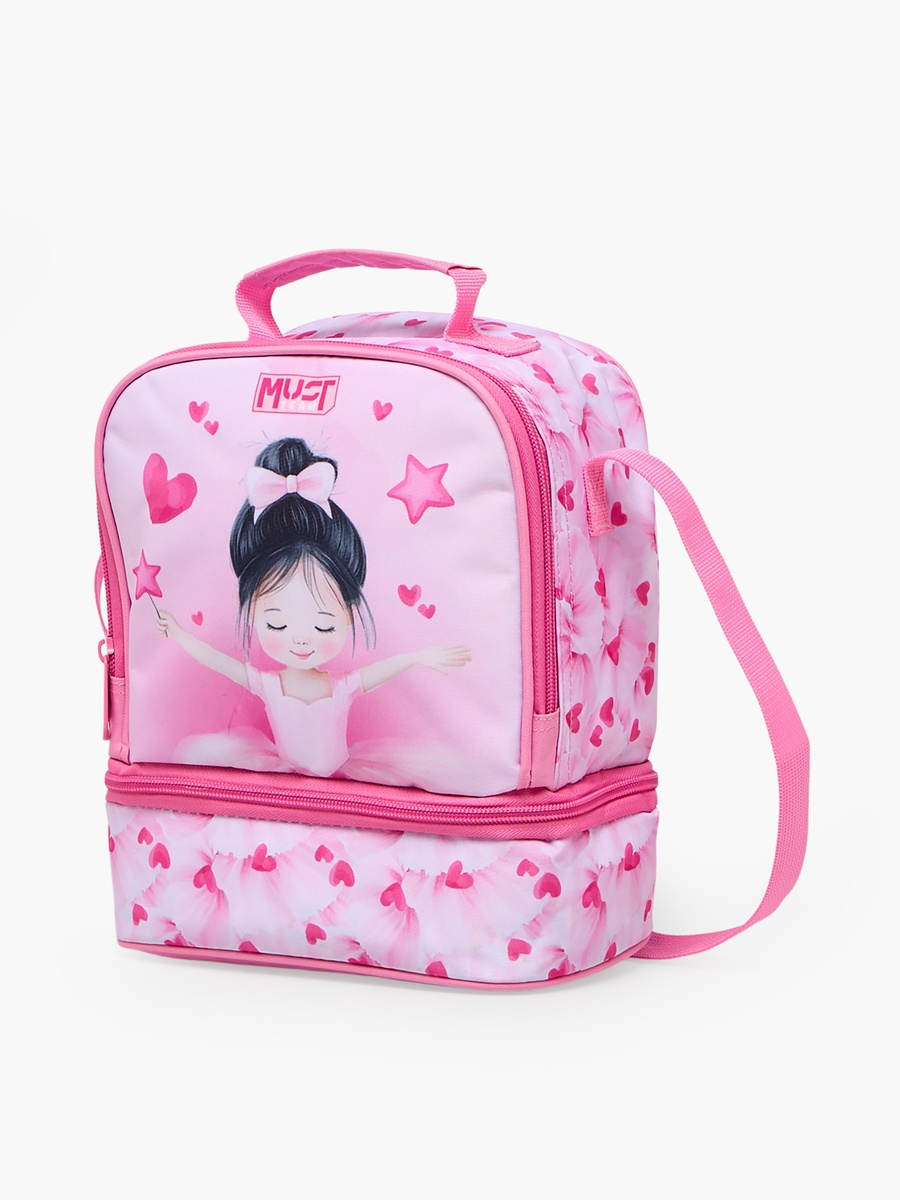 Girls Ballerina Print Lunch Bag with Adjustable Strap