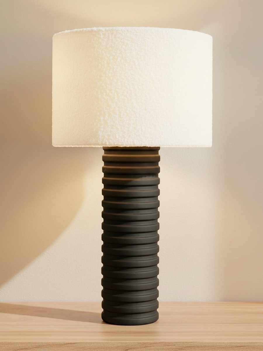 Merick Ceramic Table Lamp with Linen Shade - 35x64 cm