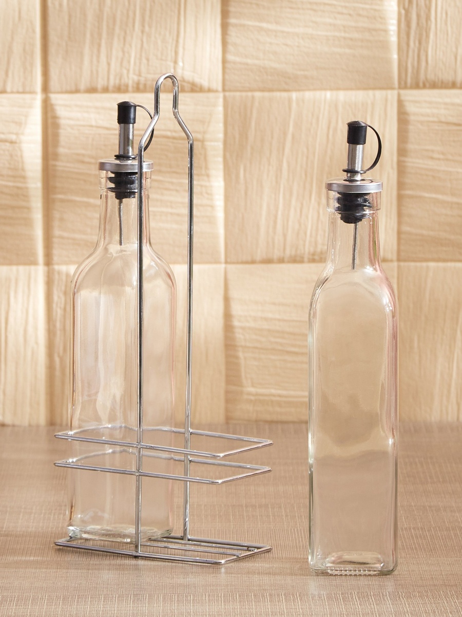 Myra Oil and Vinegar Bottle Set with Stand - 250 ml