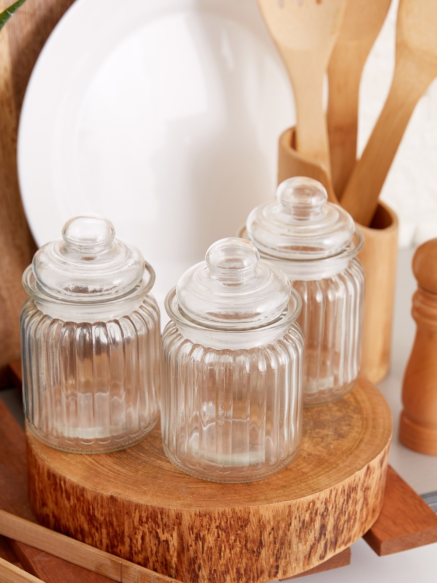 Myra 3-Piece Glass Canister Set