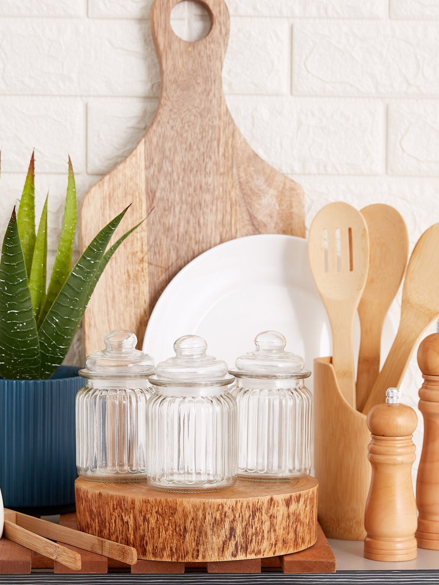 Myra 3-Piece Glass Canister Set