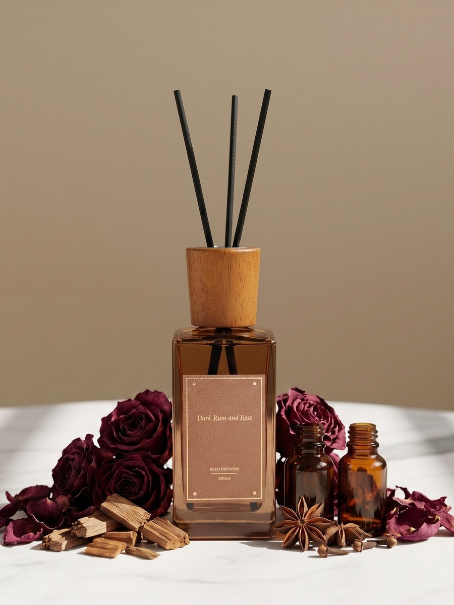 Nuvori Scentelier Dark Rum and Rose Reed Diffuser - 200 ml