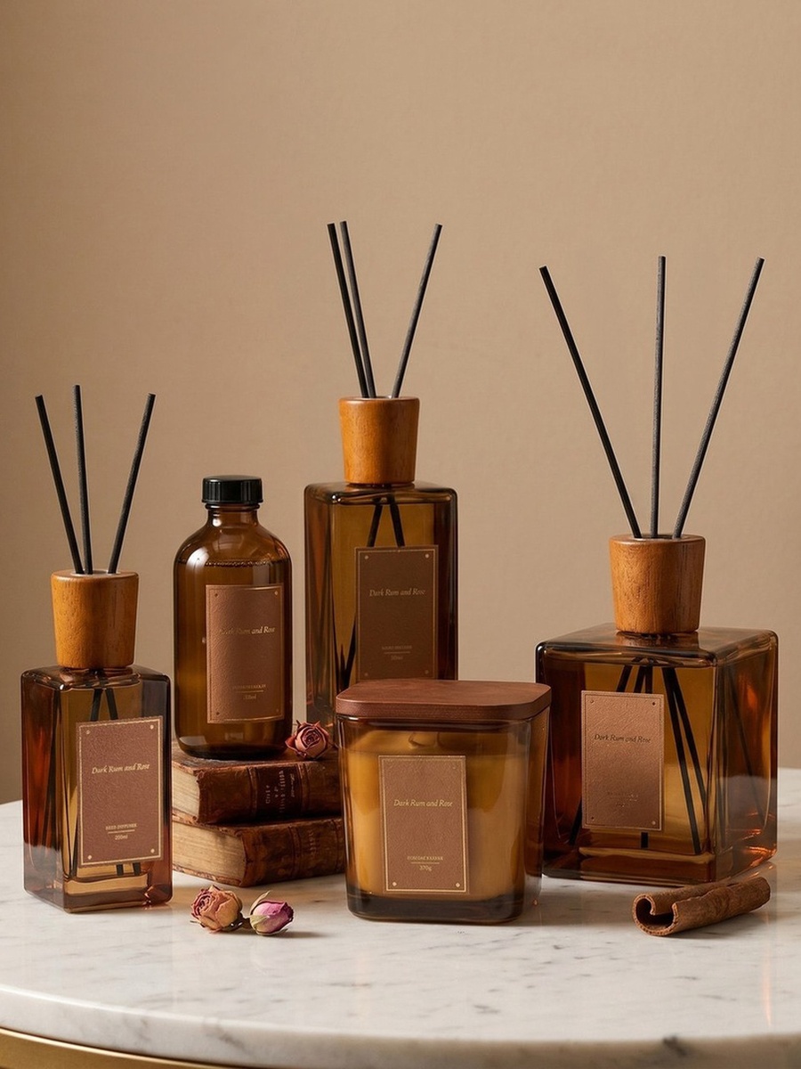 Nuvori Scentelier Dark Rum and Rose Reed Diffuser - 200 ml