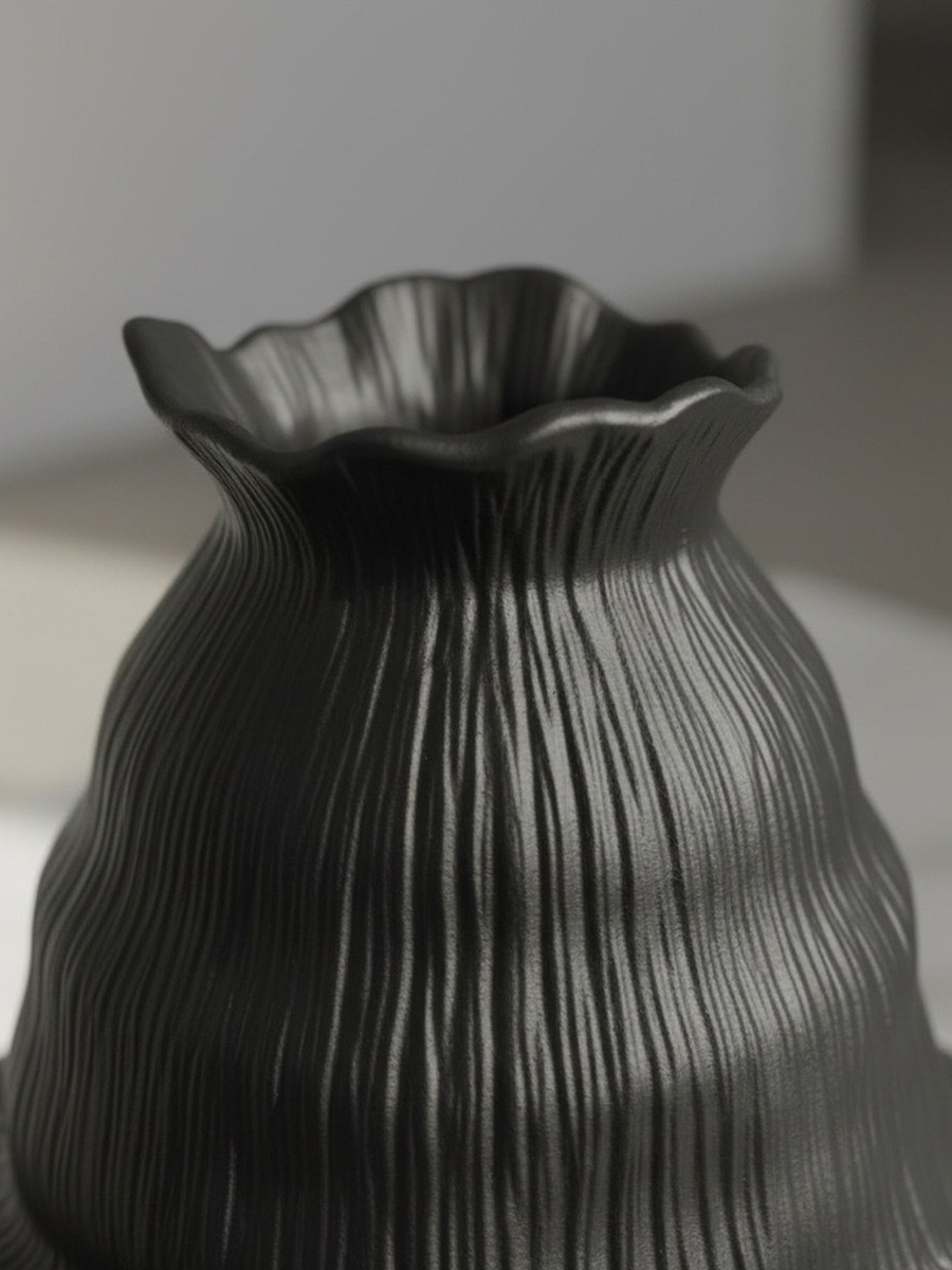 Sansa Truffle Decorative Ceramic Textured Vase - 23.5x23.5x30.5 cm