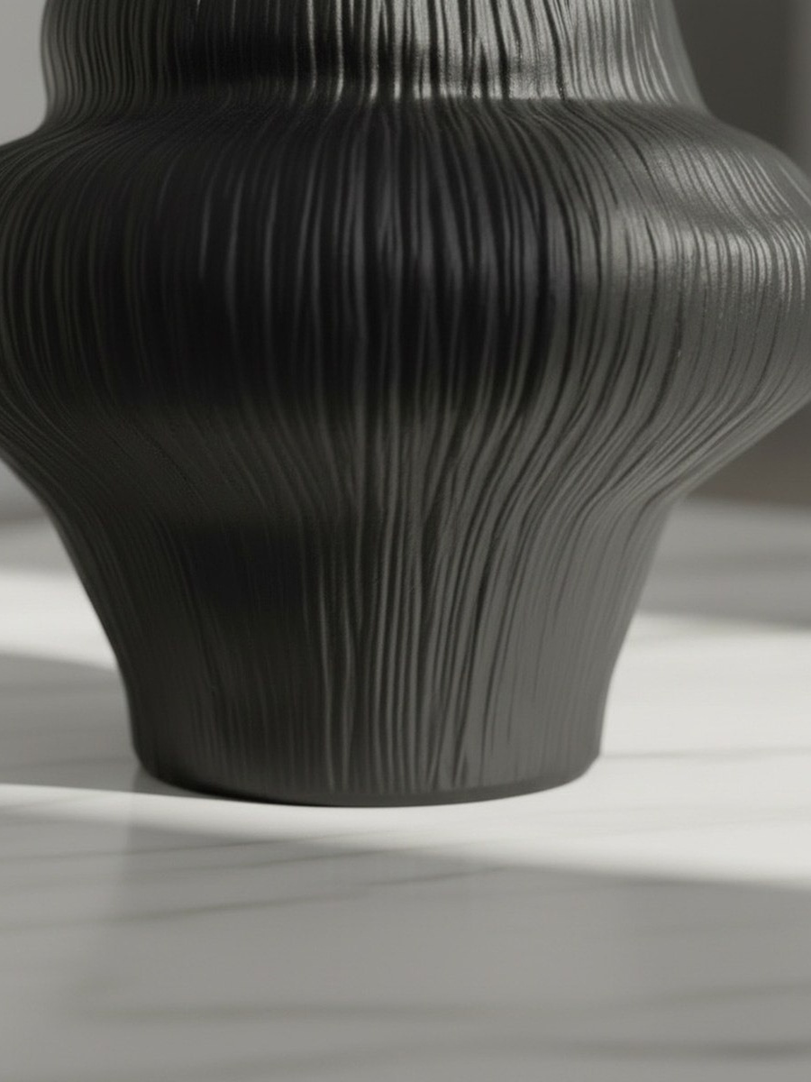 Sansa Truffle Decorative Ceramic Textured Vase - 23.5x23.5x30.5 cm