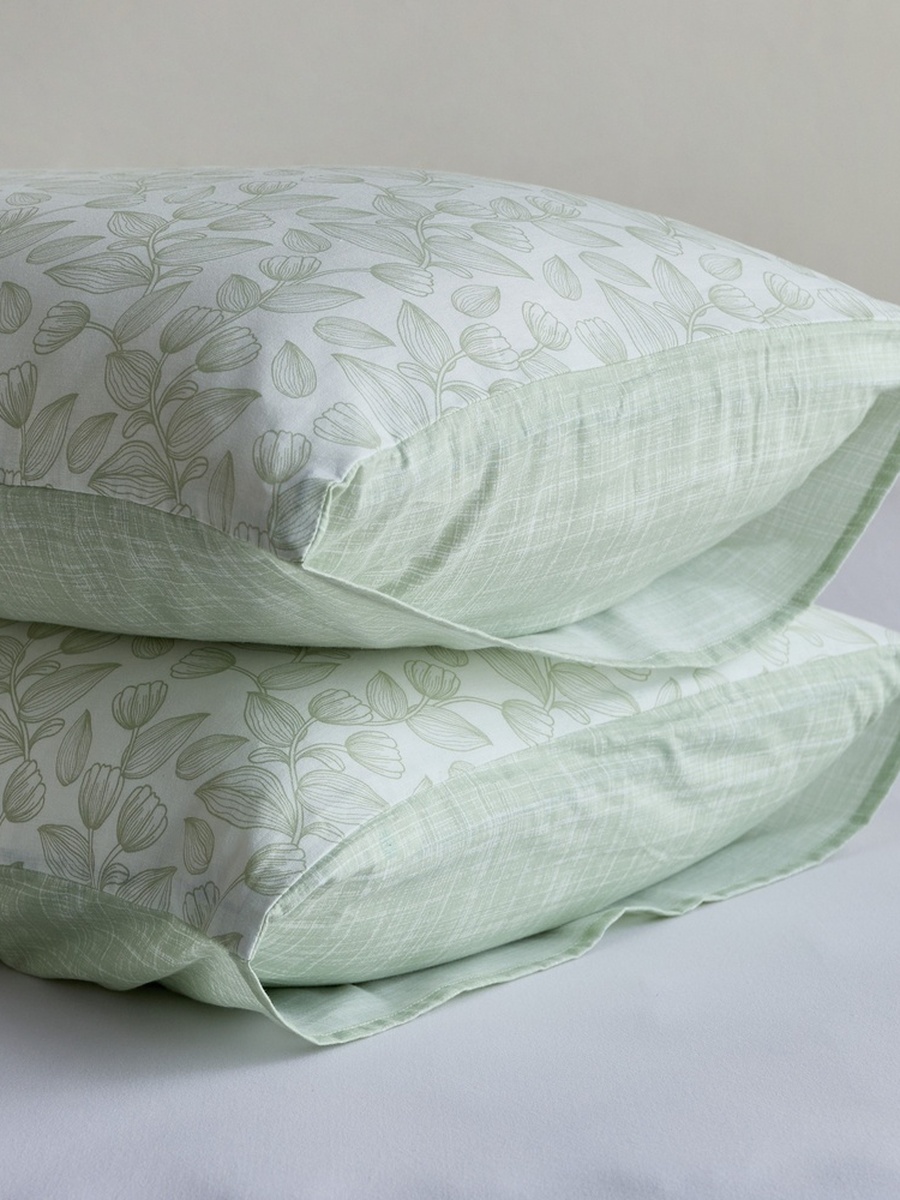 Aurora Fresh Leaf Printed 5-Piece Cotton Queen Comforter Set - 200x240 cm
