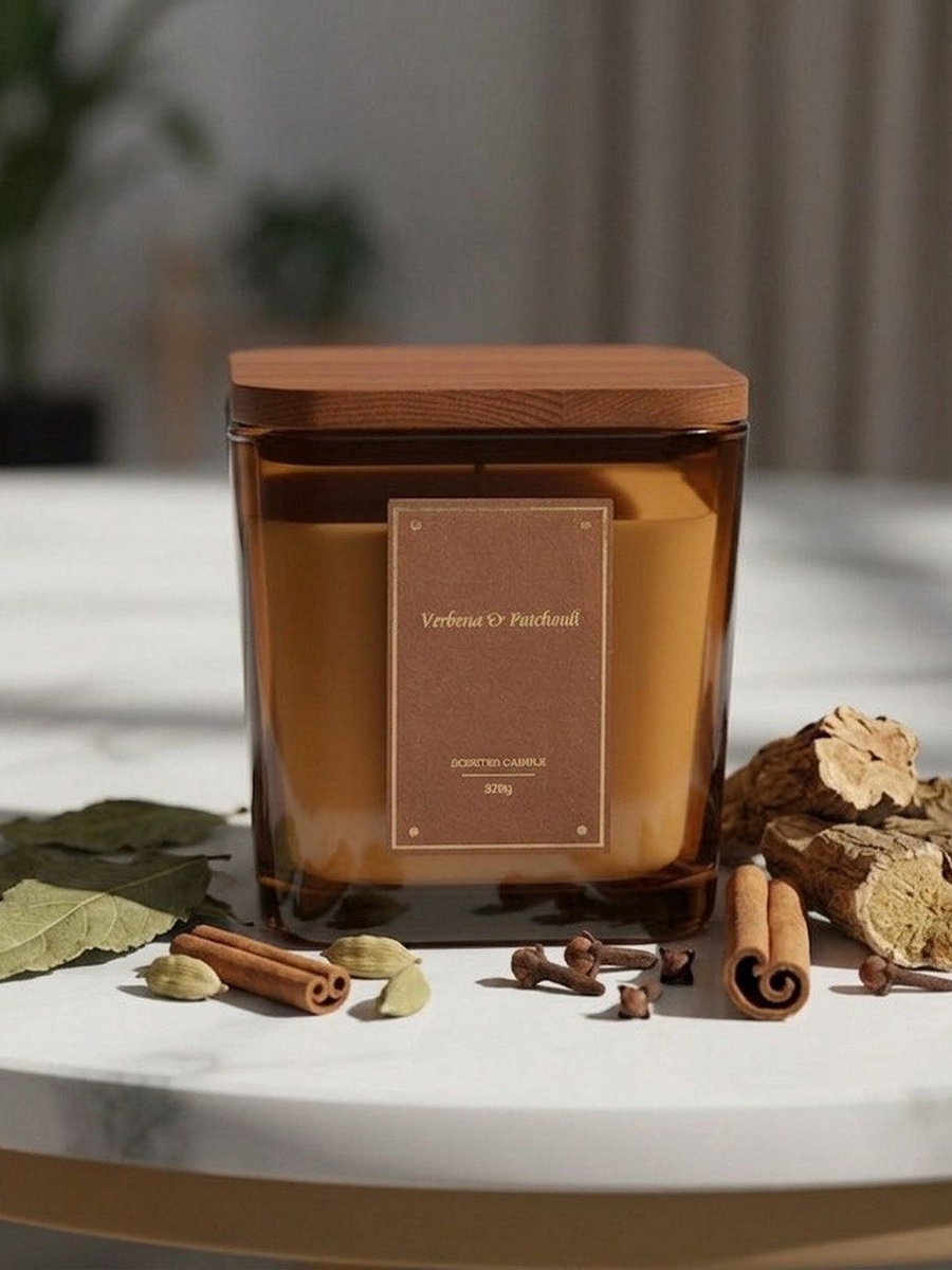 Nuvori Scentelier Verbena and Patchouli Jar Candle - 370 gm