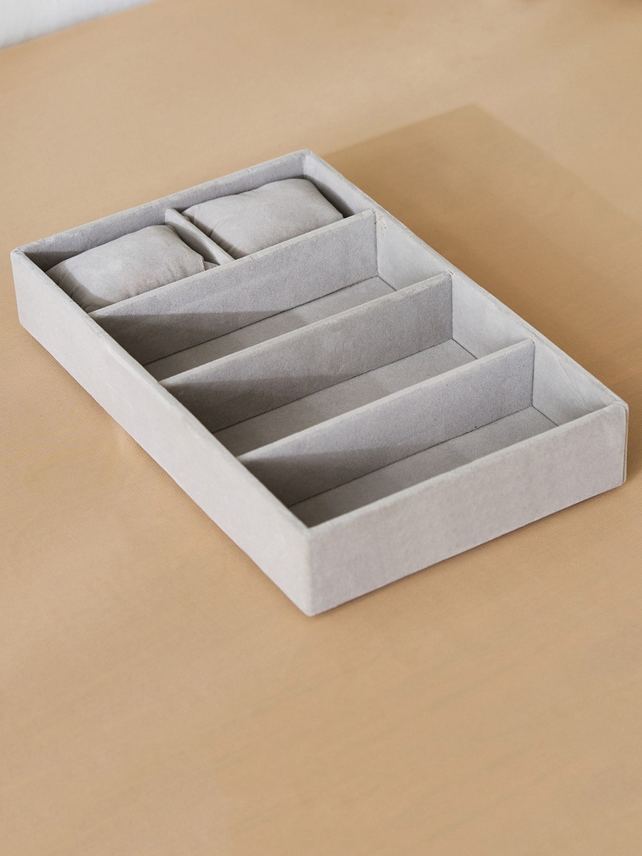 Velour 5-Compartment Jewellery Tray with 2 Pillows for Watches