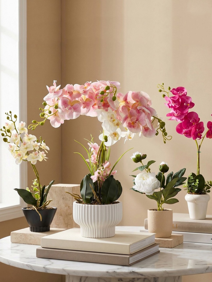 Areos Artificial Orchid Plant in Ceramic Pot - 45 cm
